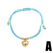 (A) love pendant weave rope bracelet gilded embed zircon ropebrg