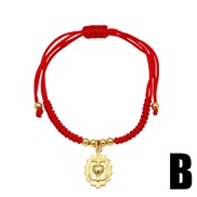 (B) love pendant weave rope bracelet gilded embed zircon ropebrg