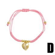 (D) love pendant weave rope bracelet gilded embed zircon ropebrg