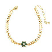 ( green)occidental style flowers pendant bracelet woman gilded embed color zirconbrg