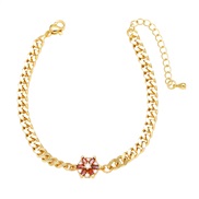 ( red)occidental style flowers pendant bracelet woman gilded embed color zirconbrg