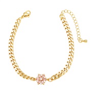 ( Pink)occidental style flowers pendant bracelet woman gilded embed color zirconbrg