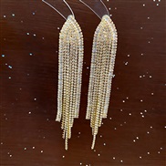 ( Silver needle  Gold)s silver new fully-jewelled geometry earrings long style exaggerating tassel earring personality 