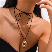 ( 1  Gold 68 5)occidental style Metalins Irregular hollow pendant necklace  geometry rosenecklace