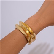 ( 1   Gold 2527)occidental style exaggeratingins Metal textured width surface bangle woman  personality Irregular geome