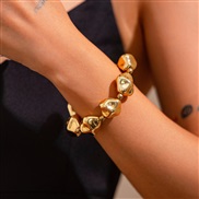 ( 2  Bracelet  Gold 2524)occidental style fashion exaggerating Irregular beads bracelet woman  personality geometry bea