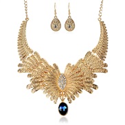 occidental style retro diamond embed gem drop earrings necklace set