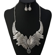 occidental style retro diamond embed gem drop earrings necklace set