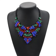 occidental style fashion fashion Colorful gem mosaic Alloy short style flowers necklace color
