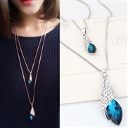 Korean style fashion  sweet shine eyes gem Double layer temperament long necklace  sweater chain