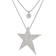 Korean style fashion  sweet flash diamond lucky Star Double layer temperament long necklace  sweater chain