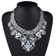 occidental style retro palace colorful diamond necklace hollow temperament fine pattern exaggerating sweater chain