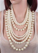 occidental style pure handmade Pearl fashion exaggerating lady beads clavicle multilayer sweater chain necklace