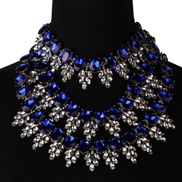 occidental style short style multilayer necklace  luxurious blue crystal mosaic short style clavicle sweater chain