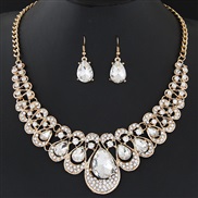 occidental style fashion  Metal flash diamond gem temperament collar necklace  earrings set