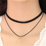( gold triangle ) occidental style trend  fashion concise Metal triangle Double layer chain