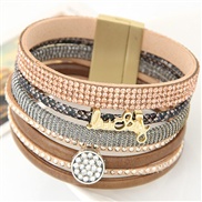 occidental style  trend  all-Purpose shine cortex multilayer super width fashion buckle bracelet