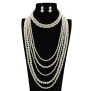 occidental style fashion temperament Pearl multilayer woman long style sweater chain necklace