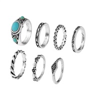 set ring  occidental style fashion ethnic style retro carving turquoise ring