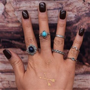 set ring  occidental style fashion brief retro carving turquoise ring