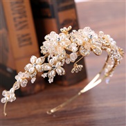 occidental style luxurious crown bride  white Pearl handmade Rhinestone crown  crown