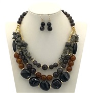 occidental style necklace  exaggerating double color handmade beads multilayer clavicle chain