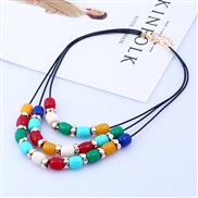 Japan and Korea fashion fashion necklace  candy colors multilayer leather necklace