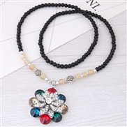occidental style fashion  Metal luxurious bright gem petal long necklace sweater chain