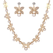 Korean flash diamond  bride necklace earrings set  Pearl necklace set  occidental style necklace