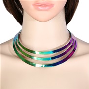 new punk wind Metal Collar woman  occidental style exaggerating Colorful Metal necklace  clavicle chain