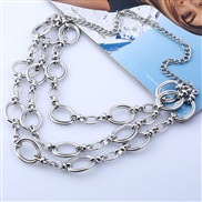 occidental style  fashion textured multilayer geometry Metal necklace