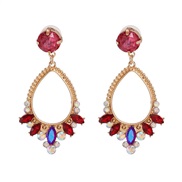 ( red)UR earrings occidental style high-end glass diamond Alloy ear stud earring