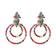 ( Color)UR occidental style cirque earring high-end Rhinestone personality earrings