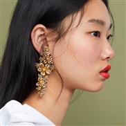 (51743) geometry flowers exaggerating Metal gold earrings woman occidental style long style earring