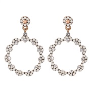 ( rice white) occidental style color diamond personality ear stud Alloy diamond earring