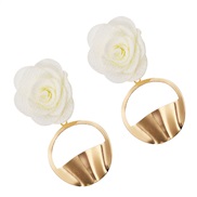 ( white)fashion brief rose peony Earring Japan and Korea trend wind generous gilded ear stud more color all-Purpose
