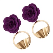 (purple)fashion brief rose peony arring apan and Korea trend wind generous gilded ear stud more color all-Purpose