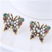 fine  Korean style fashion sweetOL flash diamond fine butterfly personality temperament ear stud