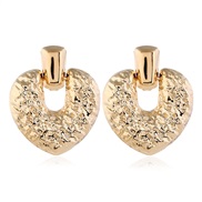( Silver)occidental style exaggerating Metal geometry love earrings Autumn and Winter temperament earrings Korean style