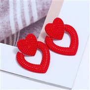 ( red) occidental style exaggerating high-end geometry love earrings