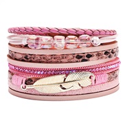 ( Pink) bracelet lady occidental style fashion Alloy feather multicolor