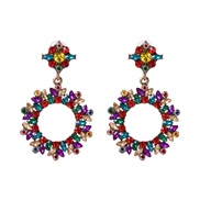 (51603) occidental style wind sun flower earrings high-end Alloy diamond earring