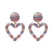( Color) Alloy diamond heart-shaped ear stud woman style temperament occidental style personality