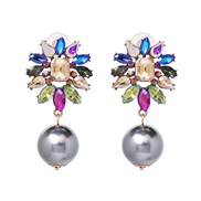 ( Color) earrings occidental style wind high-end crystal color Pearl earring