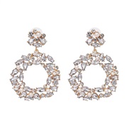 ( white)UR occidental style wind Round fully-jewelled earrings high-end earring