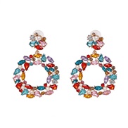 ( Color)UR occidental style wind Round fully-jewelled earrings high-end earring