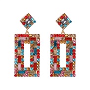 ( Color)UR long square diamond earrings occidental style fashion high-end personality earring