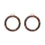 ( black Color)UR cirque diamond earrings occidental style wind high-end With diamond Round circle