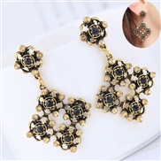 occidental style fashion Metal hollow flowers temperament exaggerating ear stud