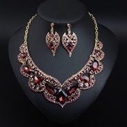 occidental style exaggerating luxurious gem clavicle necklace earrings set  banquet fashion woman